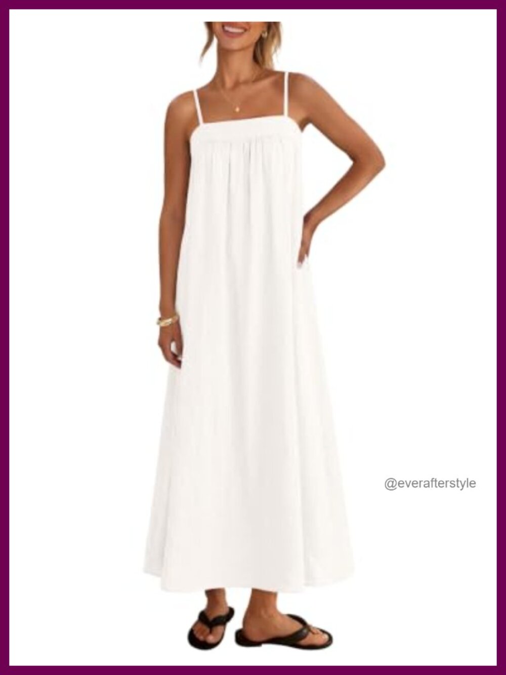 Boho Maxi Sundress Sleeveless Square Neck Adjustable Spaghetti Strap Beach